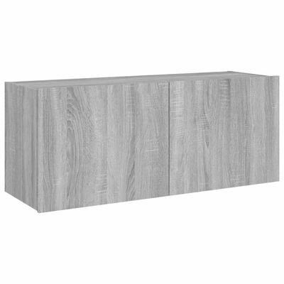 Wall Mounted TV Cabinet with LED Lights Grey Sonoma 100 X 35 X 41 Cm