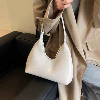 Stilvolle Unterarm-Umhängetasche für Damen, PU-Leder, einfarbig, Unterarm-Vagabond-Geldbörse und Handtasche