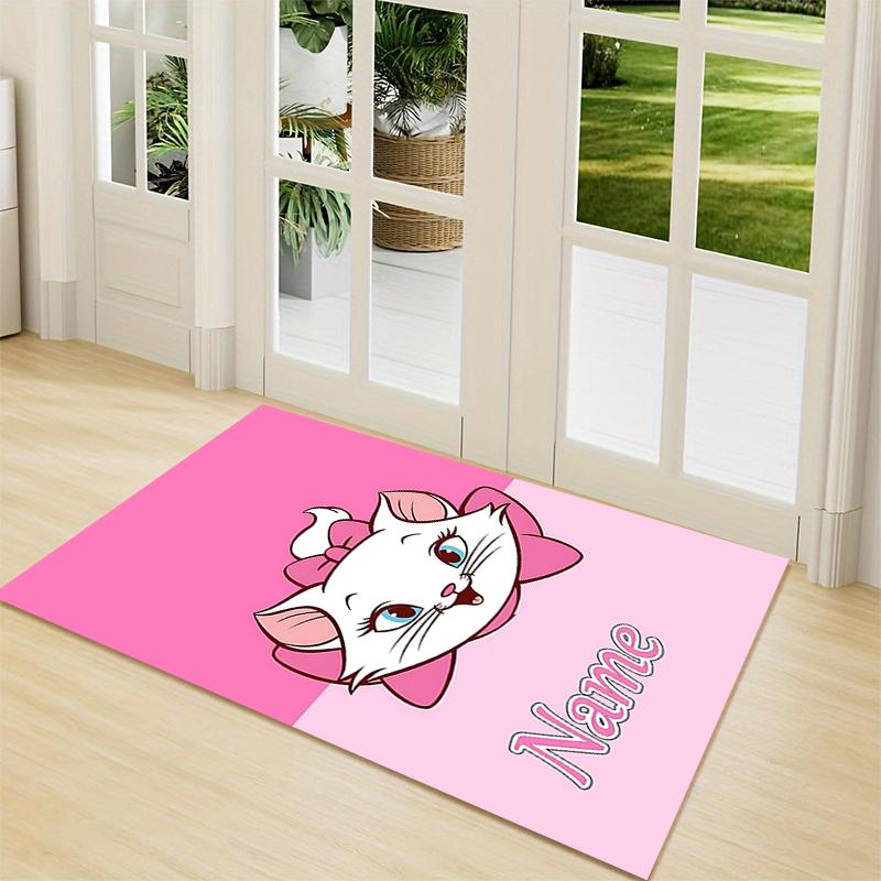 Custom Name Pink Aristocats Name Carpet Rug Customizable Soft Washable Anti-Slip Home Living Room Sofa Mats Personalized Rug. 0909417