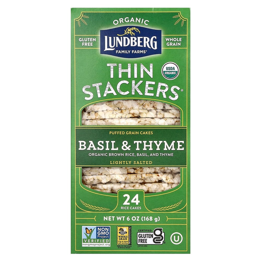 iHerb Thin Stackers Basil + Thyme Rice Grain Cakes, 24 Count, 168g (6oz)