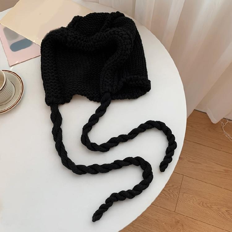 Oversized Unisex Knit Hooded with Neck Warmer Weaving Hat for Outdoor Activities and Street Fashion