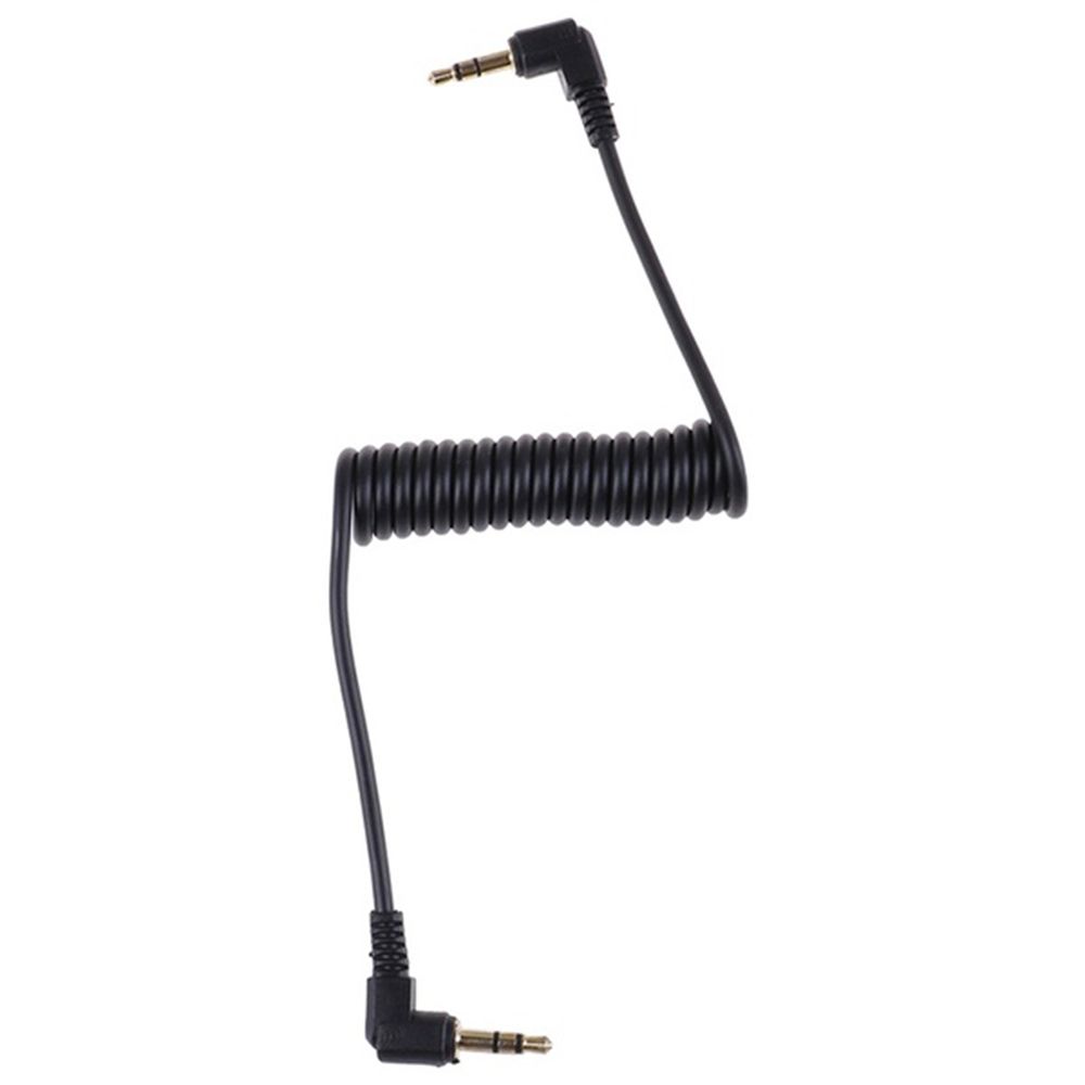 Black For Car Right Angle Coiled Spring Line Audio Cable Aux Cord Wire
