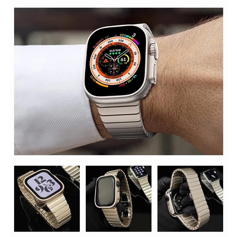 Titanfarbenes Metallarmband für Apple Watch Series 10 9 8 Ultra 2 49mm 46mm 42 41 45mm Armbänder für iwatch 7 6 5 4 Se 38mm 44mm 40mm