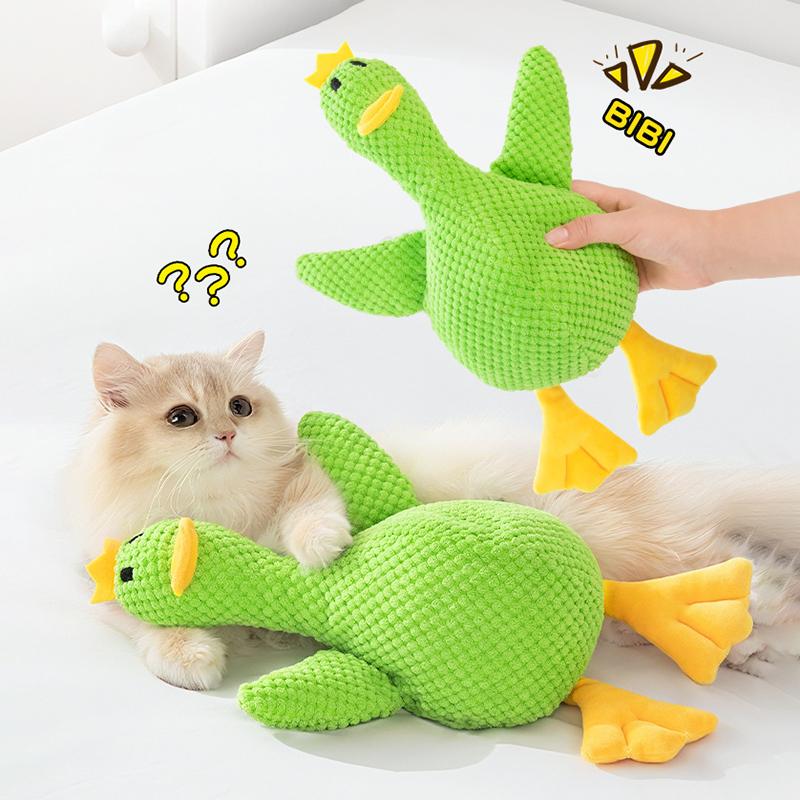 Creative Cartoon Duck Plush Cat Toy Calming Squeaky Interactive Training Resting Pet Pillow for Puppy Dogs Accessories Home