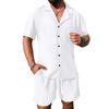 Set Camicia Estiva Uomo Casual Outdoor Tuta 2 Pezzi Ehome Abbigliamento Pigiama Comodo Traspirante Spiaggia Manica Corta Set
