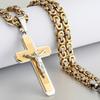 Jesus Bible Engraved Crucifix Cross Pendant Necklaces Trendy Byzantine Stainless Steel Men Chain Necklaces Fashion Jewelry NC01
