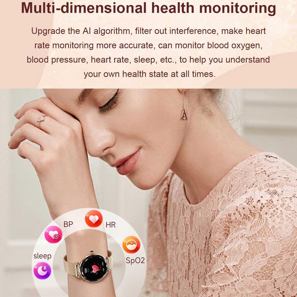 LUCKY START Fashion Smart Watch Women Bracelet Heart Rate Monitor Custom Dial Sports Fitness Watch Ladies Waterproof Smartwatch Android