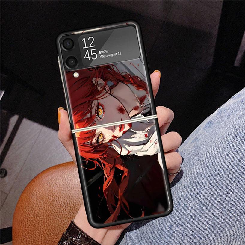 C-Chainsaw Mans Makima Phone Case For Samsung Z Flip 7 6 5 4 3 Galaxy ZFlip7 ZFlip6 ZFlip5 ZFlip4 ZFlip3 5G Print Cover