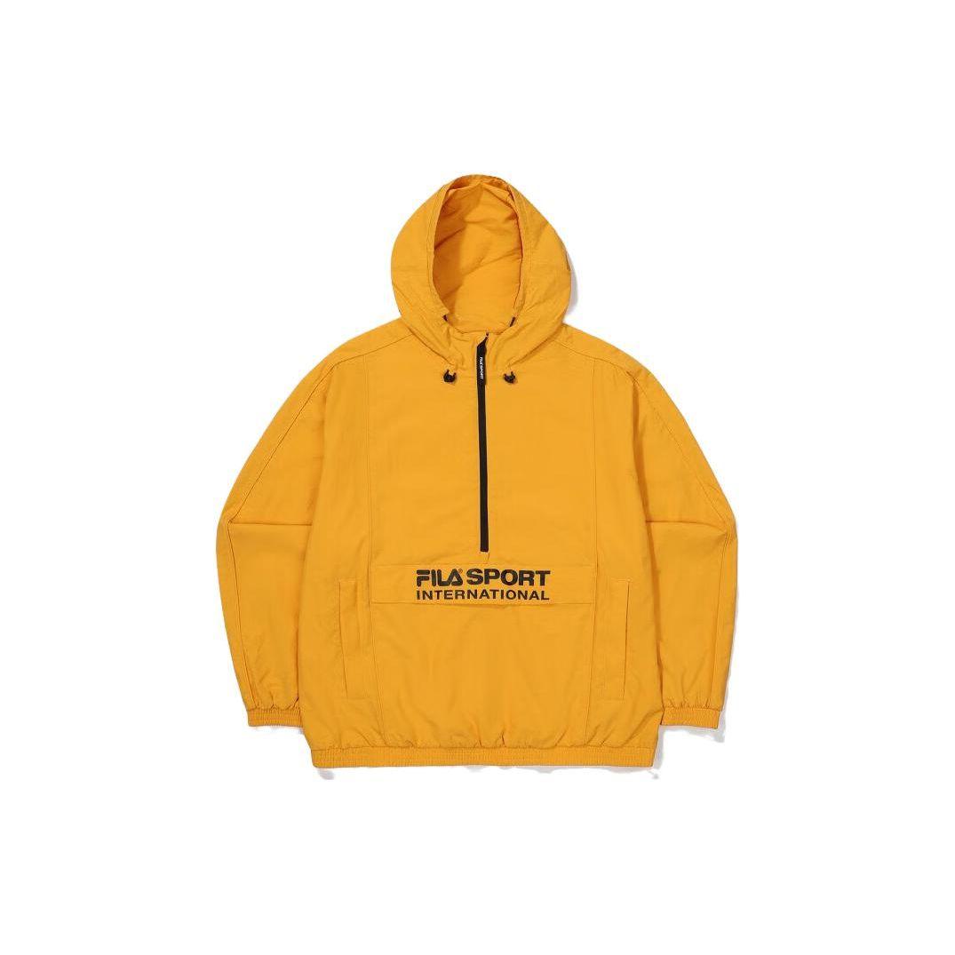FILA Solid Color Letter Print Half Zip Hooded Jacket Men jackets Yellow FS2JKF1132X-GDY L