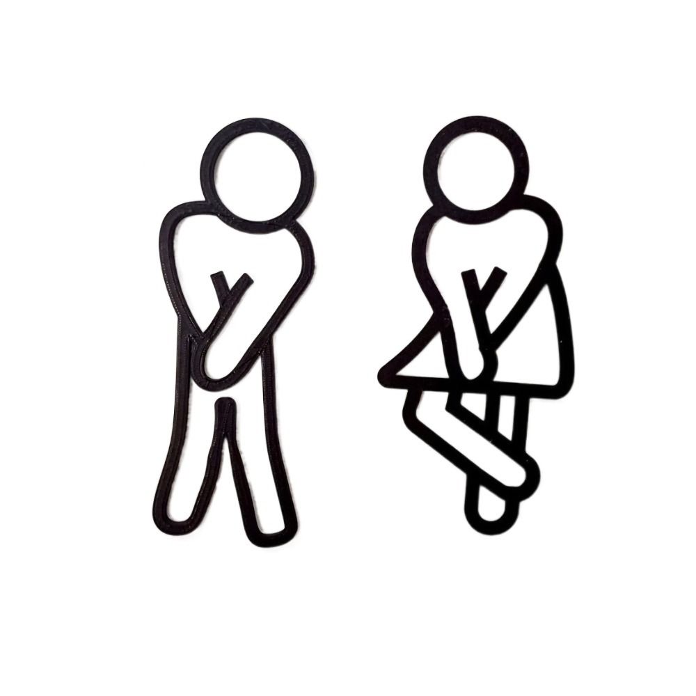 2D Flat Funny Bathroom Signs Restaurant Hotel Cafe Restroom Door Decor for Men Women