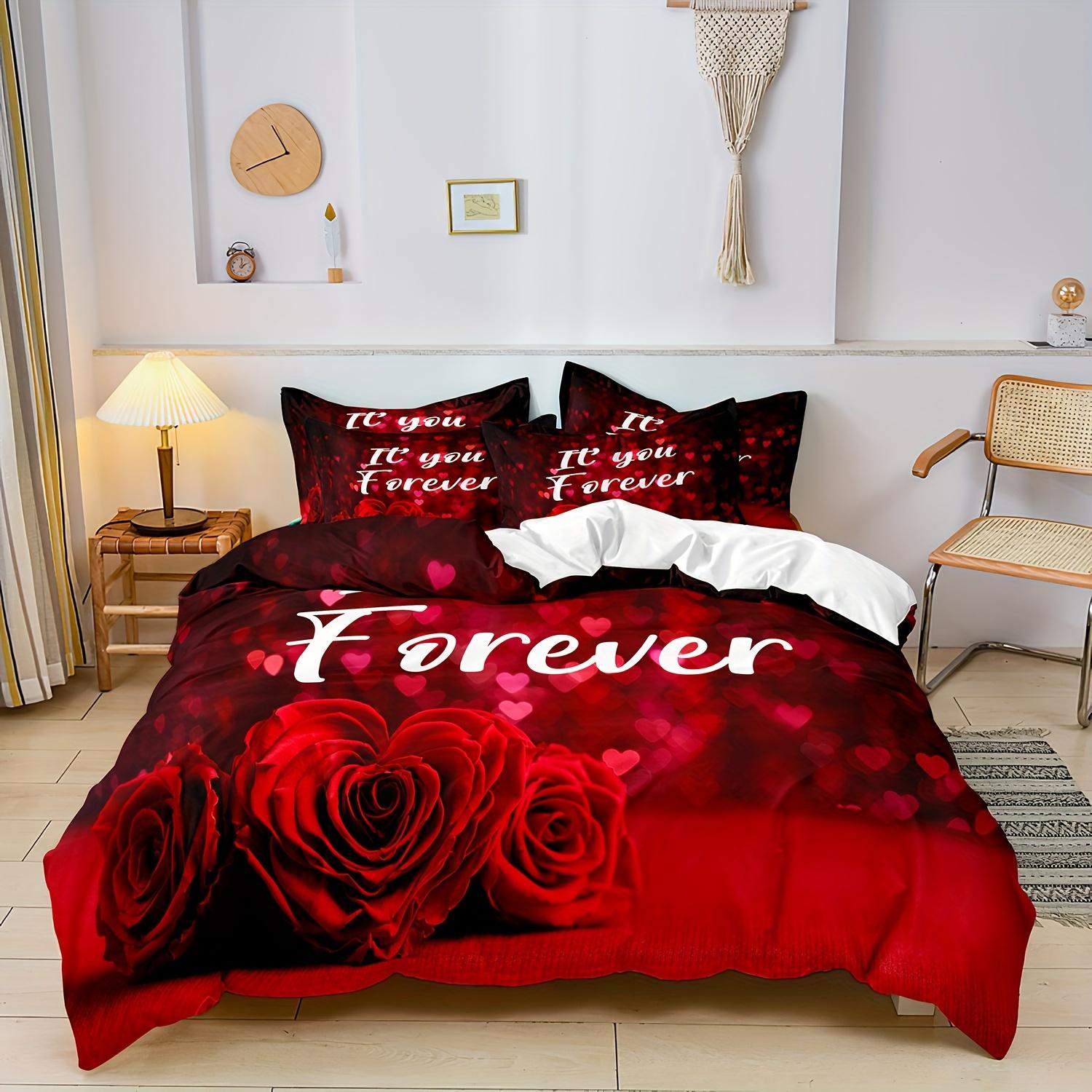 

Набор Пододеяльников на День Святого Валентина Романтический Красный Сердце Любви Размер King Queen Twin Single 228x228 для Спальни Пары Декор Подарок EU Single 135x200cm