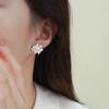 White Flowers Imitation Pearl Stud Earrings Elegant Alloy Jewelry Delicate Gift for Girls