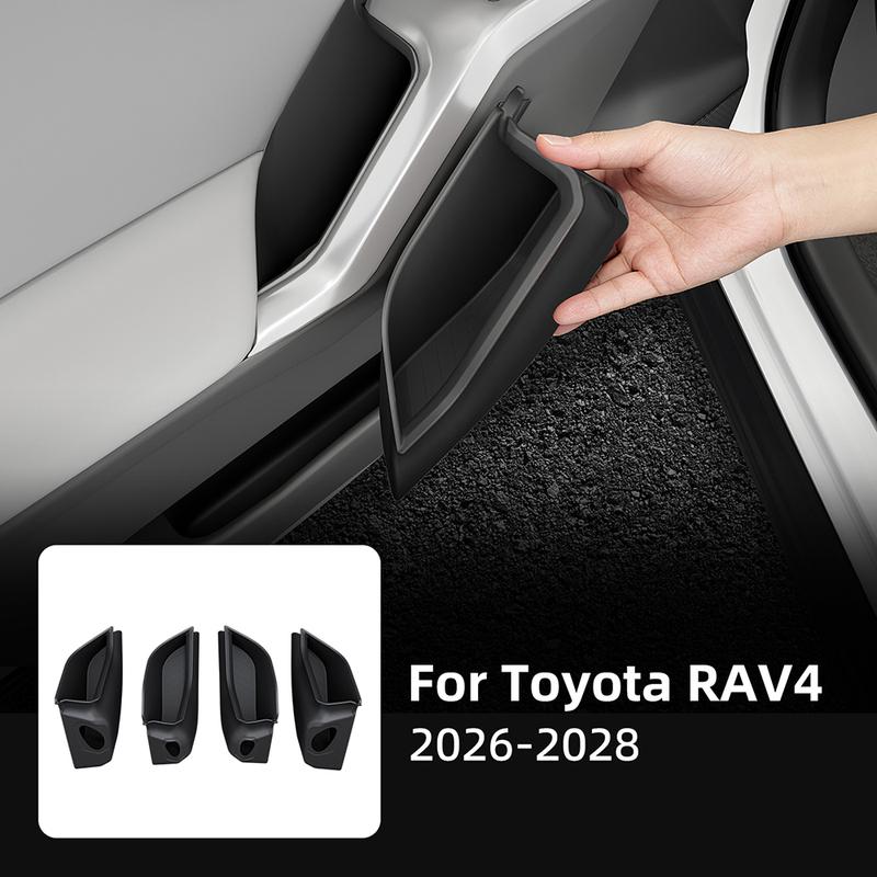 4PCS Black Silicone Door Storage Tray For Toyota RAV4 2026-2028 Car Four Inner Door Handle Pocket Organizer Interior Accessories