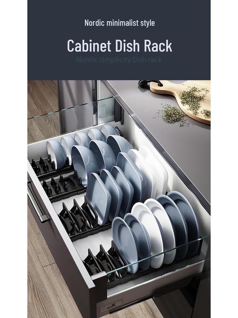 Kitchen Dish Drying Rack with Cutlery Holder and Drawer Organizer