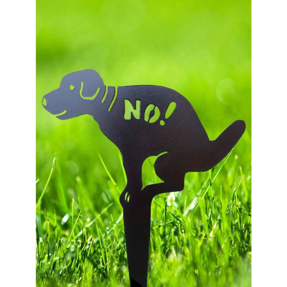 Puppy Iron Art Garden Stake, Outdoor Solid Color Lawn Ornament, Easy Install