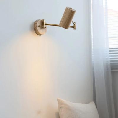 Modern New LED Rotatable Wall Lamp Wood Wrought Iron Living Room Study Bedroom Bedside Reading Lighting