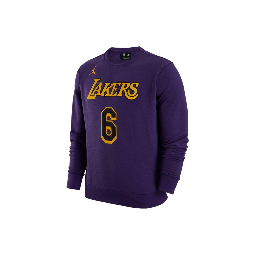 Jordan Los Angeles Lakers NBA Print Crew Neck Long Sleeve Sweatshirt Men Tops Purple DR2409-504