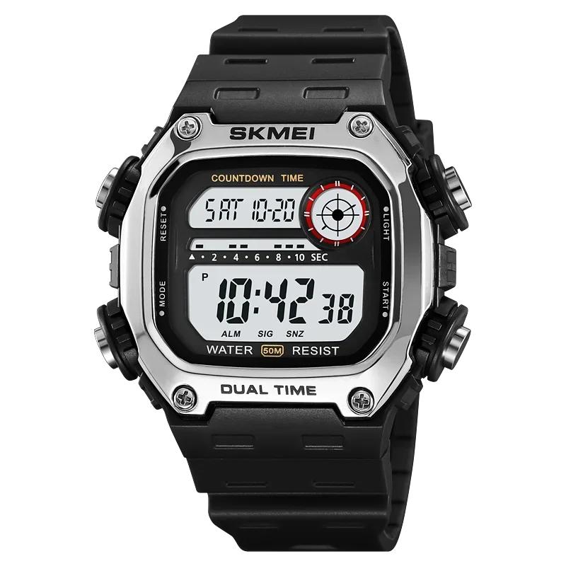 SKMEI 2126 Digital Countdown Sports Watch for Men LED Display Waterproof Stopwatch Mens Wristwatches Alarm Clock Montre Homme