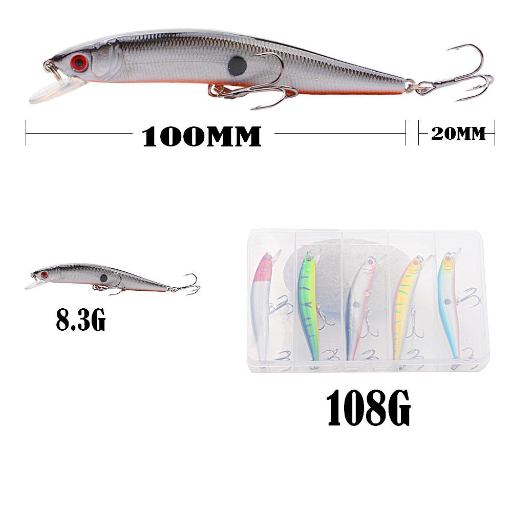 Colorful Rattling Minnow Lure: 10cm/8.3g Bass Simulation Bait with Ten Colors for Long Cast Fishing
