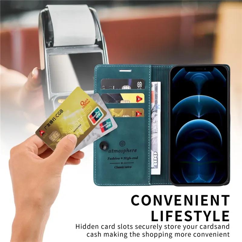 Retro Matte Luxury Flip Wallet Case For iPhone 16 Pro Max 15 14 Plus 16Pro 16Plus IPhone16 Coque Fundas Solid Colors Phone Cover