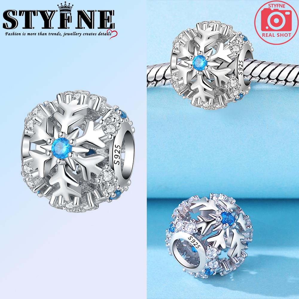 Copper Christmas Glazed Snowflake Tree Charms Beads Fit Original Bracelet Necklace Fine Jewelry Women Diy Gifts