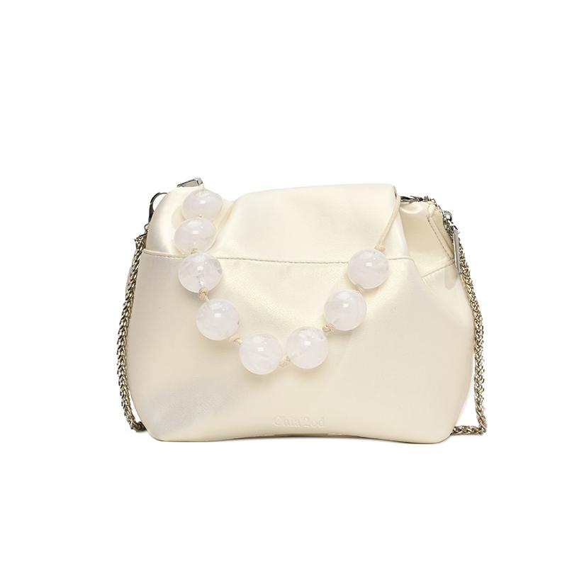 

PU Chains Natial Style Crossbody Bags Solid Beading String Women s Bags 2026 High Quality Summer New Women s Handbags білий