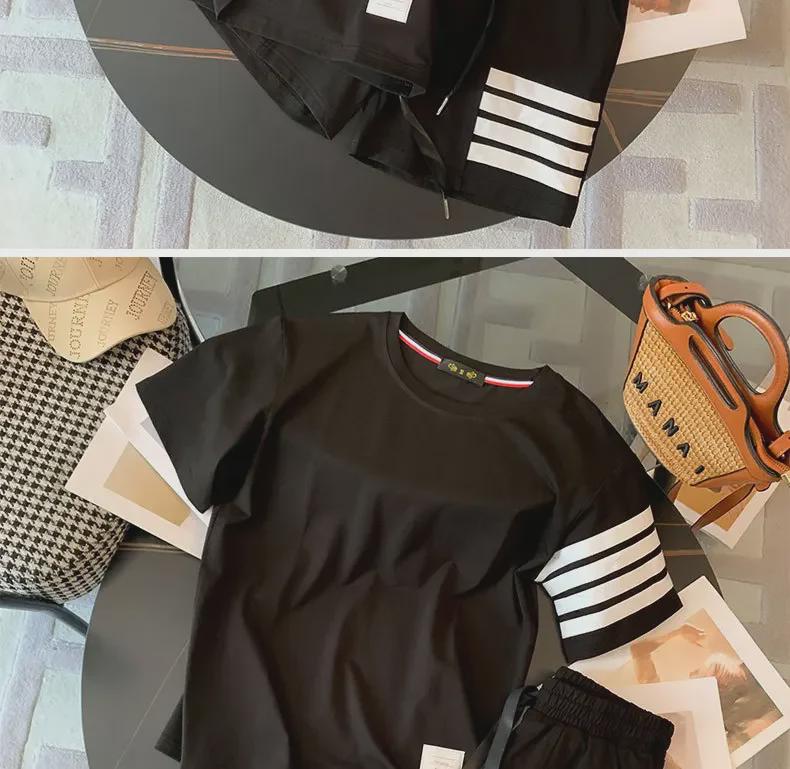 2025 TB Women's Four-Bar Sports and Leisure Shorts Set - Classic Fashion Two-Piece Suit for Summer