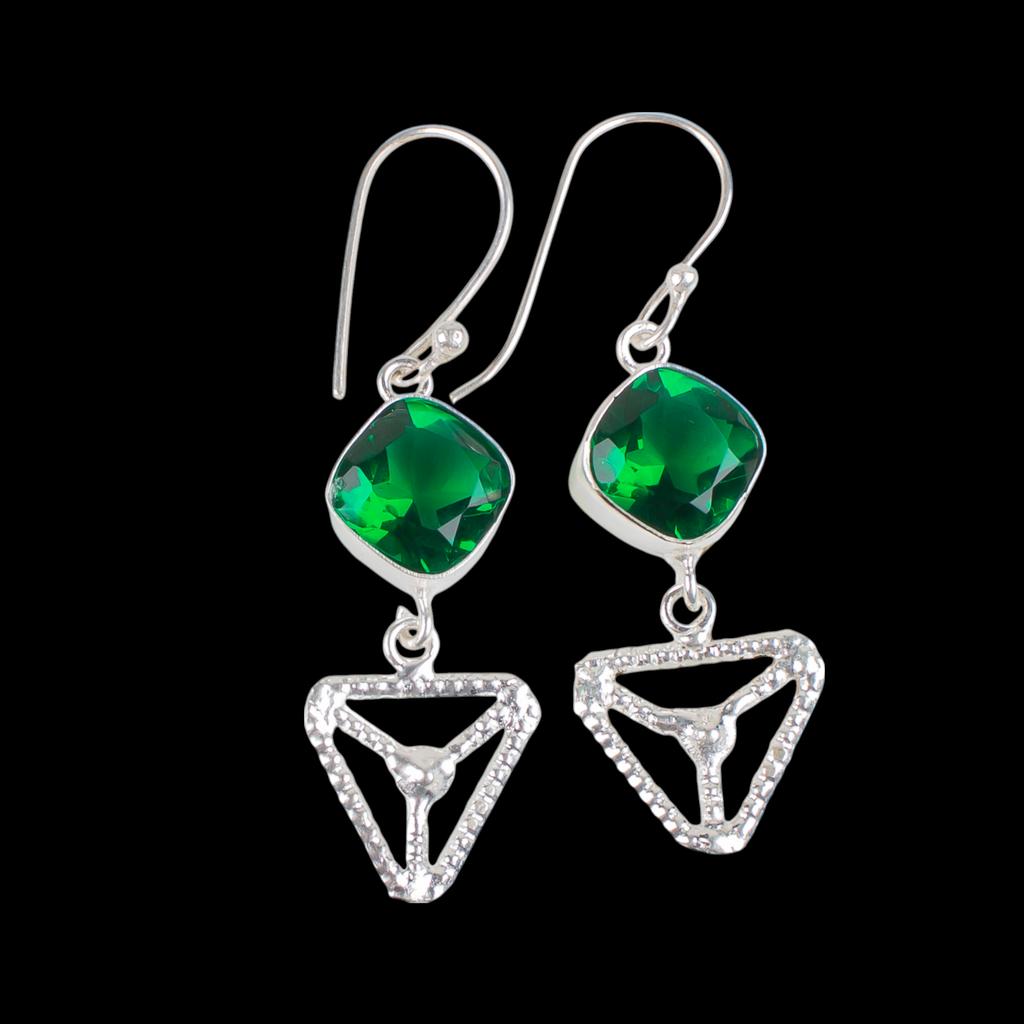 Chrome Diopside Gemstone 925 Sterling Silver Jewelry Handcrafted Earrings 2.00" EE-45-8