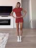 European & American Women's Slim Fit Short-Sleeve Round Neck T-Shirt Casual Set for Hot Girls