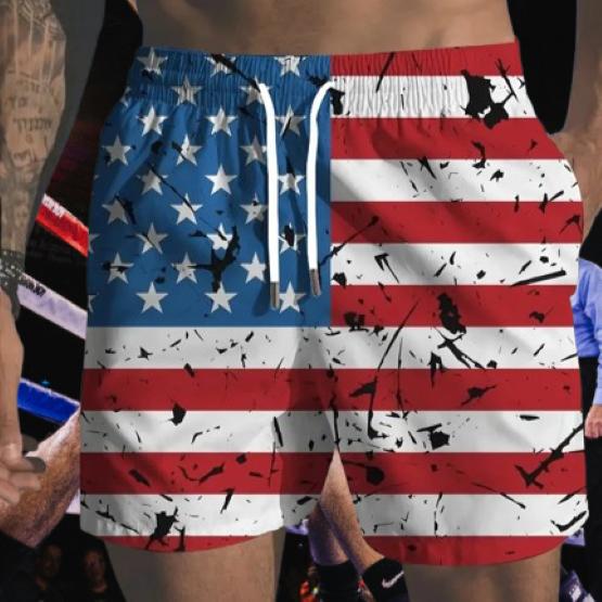 USA America United States Flag Muay Thai Boxing Kickboxing Shorts 3D Print Training Unisex Men Women Quick Dry Fitness Gym Sport Workout