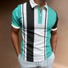 Men'S Polo Shirt Men'S Casual Short Sleeve Lapel T-Shirt 3D Printed Short Sleeve Zipper Polo