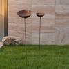 Rusty Flower Bird Bath Garden Stake Outdoor Bird Feeder with Stake Metal Flower Yard Art Stake Water Feeder for Birds Bees Butterflies