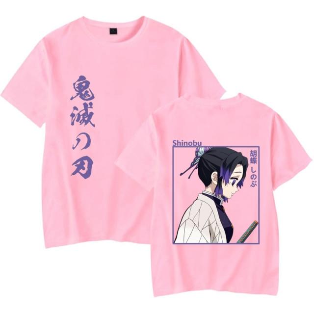 Harajuku Аниме Demon Slayer Unisex Unisex Kimetsu No Yaiba Летние футболки Топы Shinobu Kocho Футболка с принтом Эстетические футболки Unisexga Уличная одежда L