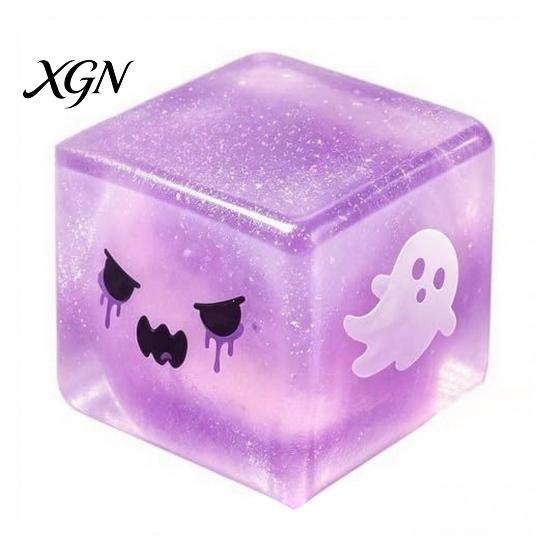Ice Cube Toy Halloween Ghost Stress Sensory Toy, Anxiety Relief Squeeze Glitter Balls Slow Rising Pinch for Kids Adults