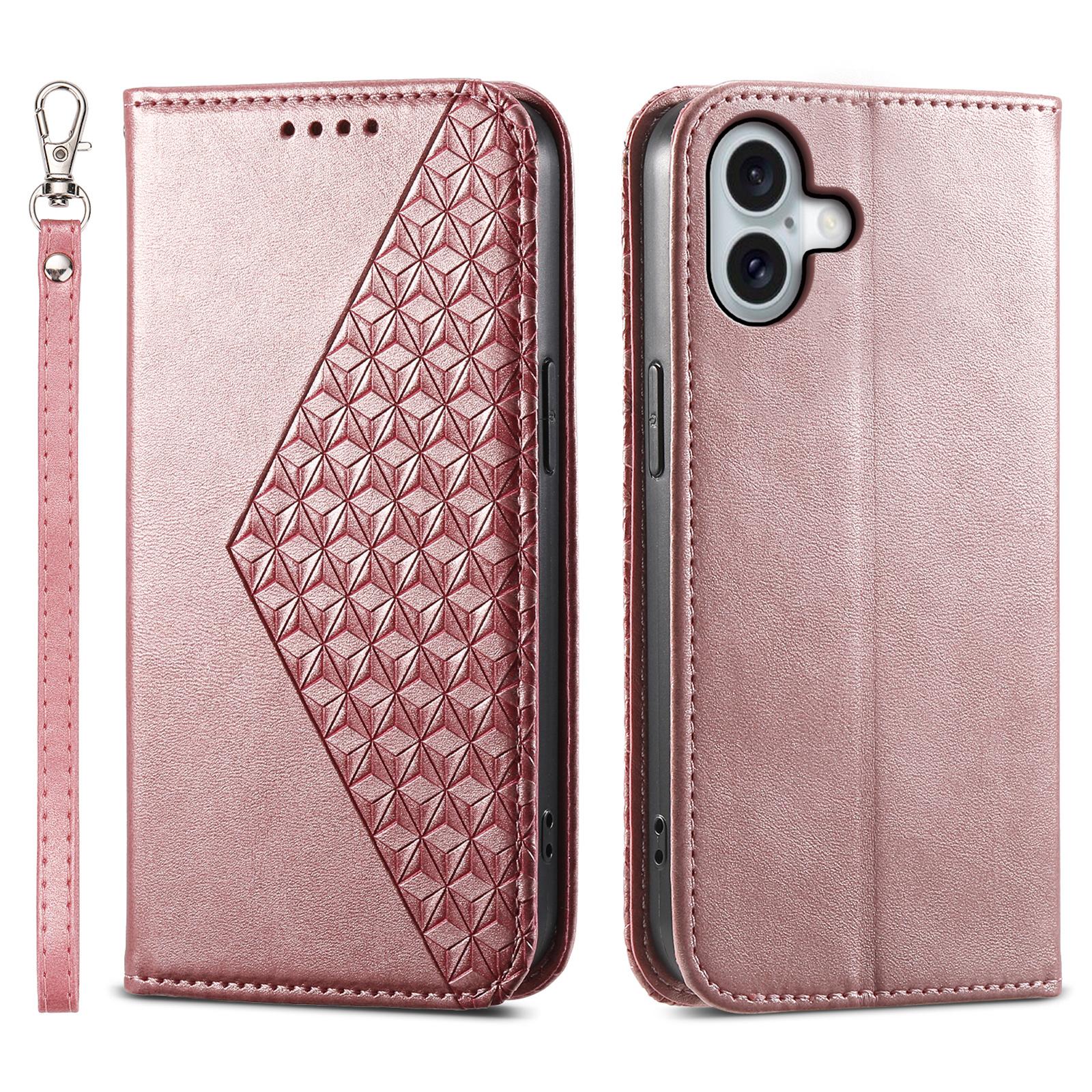 

For iPhone 16 Plus Stand Case Imprinted PU Leather Wallet Phone Cover D