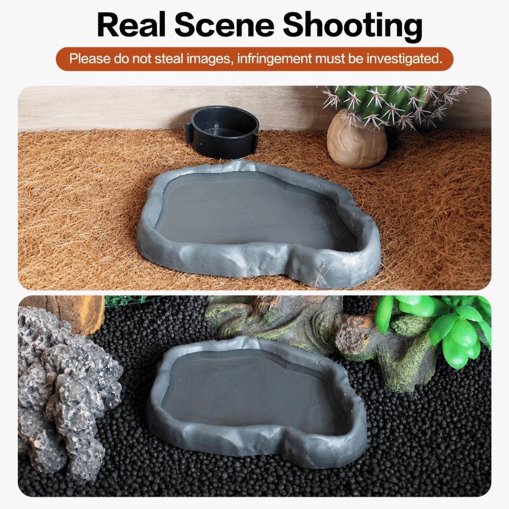 Stone Texture Reptile Feeder Bowl ABS Resin Feeding Bowl Dish New Water Dish Feeder Pet Crawler