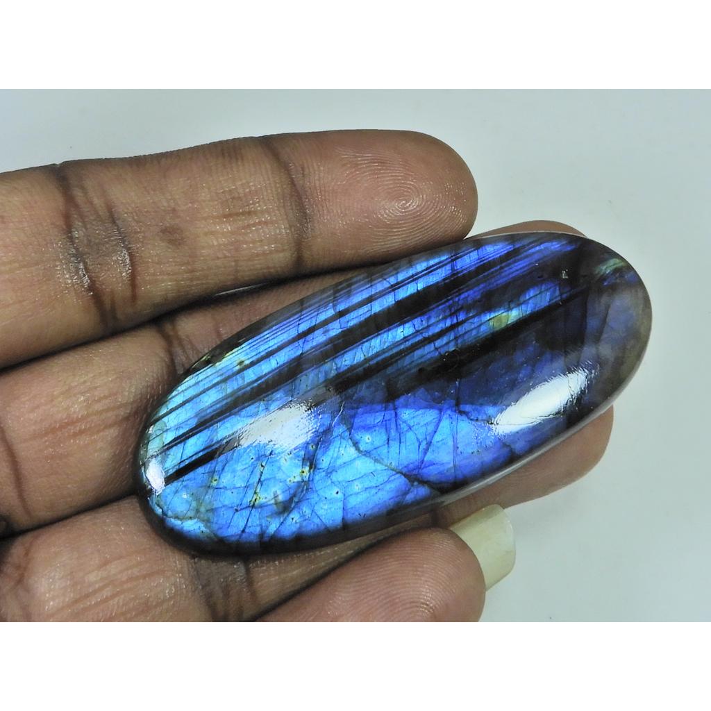 120Cts.Natural Labradorite Blue Flash Oval Cabochon Loose Gemstone 25X63X7MM B-304