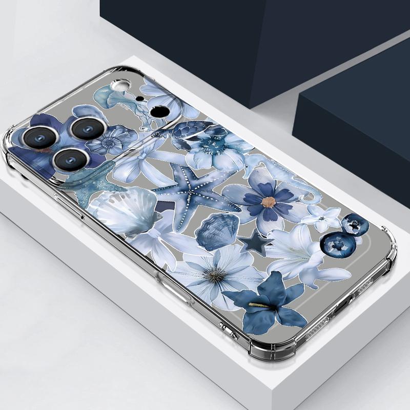 Floral Flower Patterned Silicone Phone Case For iPhone 17 Pro Max 16 15 14 Pro Max 13 12 Pro 11 Shockproof Soft TPU Clear Cover