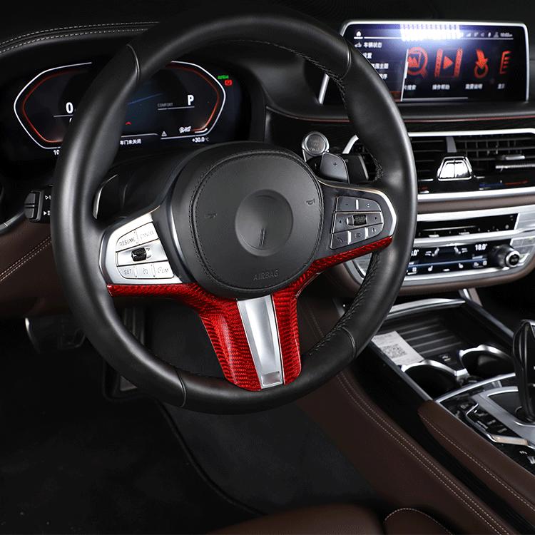 Carbon Fiber Car Steering Wheel Cover Sticker Fit For BMW 3 Series X3 X4 X5 X6 X7 M5 G01 G02 G05 G07 M3 G80 G81 M4 G82