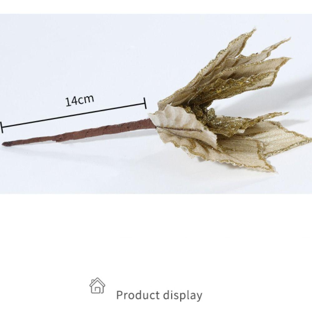 Fabric Plastic Christmas Artificial Flowers 24cm DIY Decoration Fake Flower Ornaments 5 Colors Xmas Tree Decorations New Year