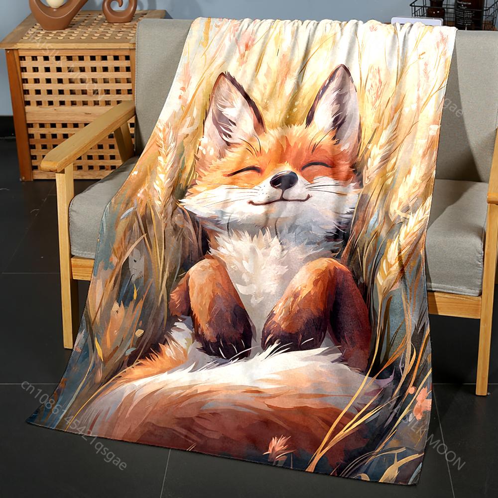 Fox resting in golden grass Print Adult Children Warm Blankets Home Travel Car Soft and Comfortable Suitable for all seasons