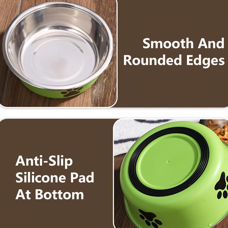1pc Durable Stainless Steel Pet Bowl Anti Slip, Easy To Clean, Cute Paw Print Dog Bowl Perfect For Food & Water
