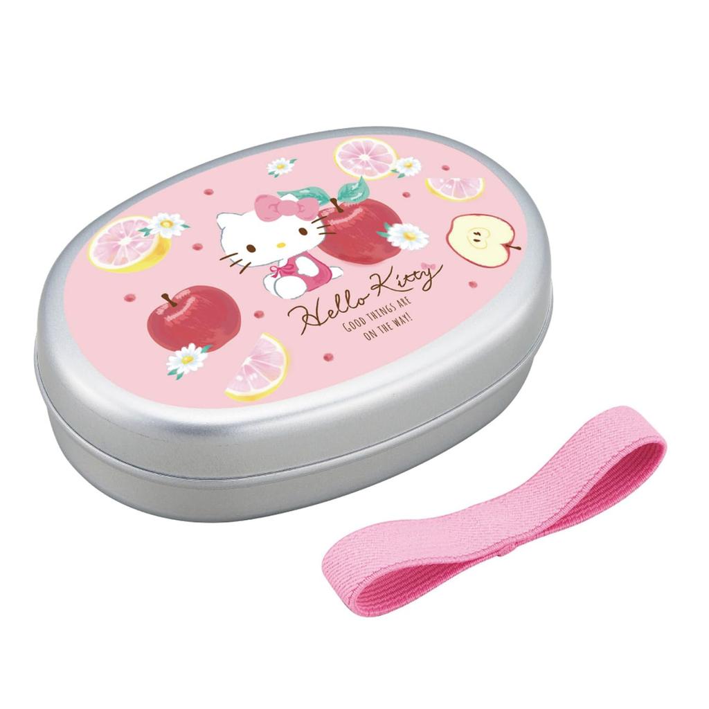 OSK Children's Aluminum Lunch Box, Medium, 350ml, Hello Kitty Fruit Design, KTF Lunch Belt with Dividers, Made In Japan, AL-5