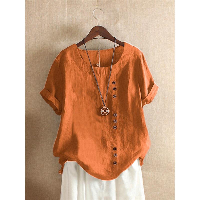 Women's Cotton And Linen Tops, Large Size Casual Loose Cotton And Linen T-shirts, Cotton And Linen Women's Clothing