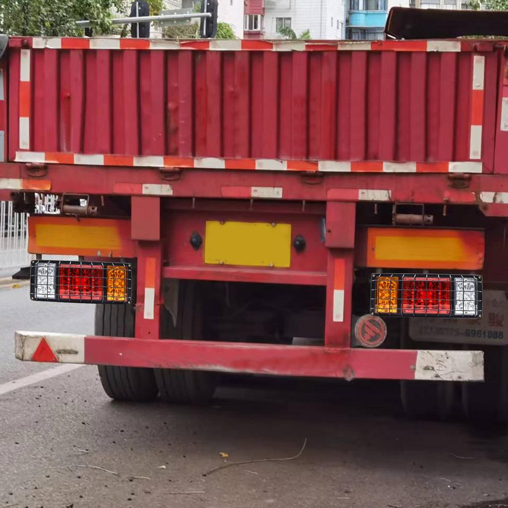 Biqing Trailer Lights Car Truck LED Tail Lights Iron Net with Brake Universal Stop Tail Light Reversing Indicator 12V for Trailer Tractor Truck Lorry