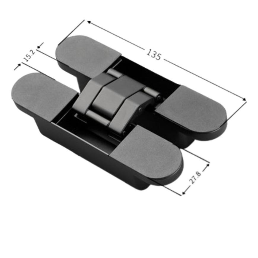 Închidere silențioasă ascunsă Balamale uși ascunse Montare invizibilă Balamă pliabilă în cruce invizibilă Deschidere exterioară reglabilă 3D