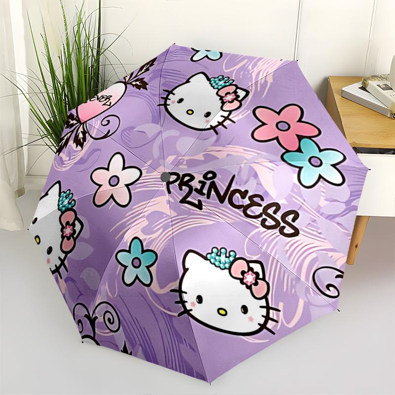 

1pc Hello Kitty Princess Automatic Opening/Closing Umbrella with Foldable Design, 8-Rib Iron Frame Outdoor Umbrella, Perfect Gift for Fans, Travelers,