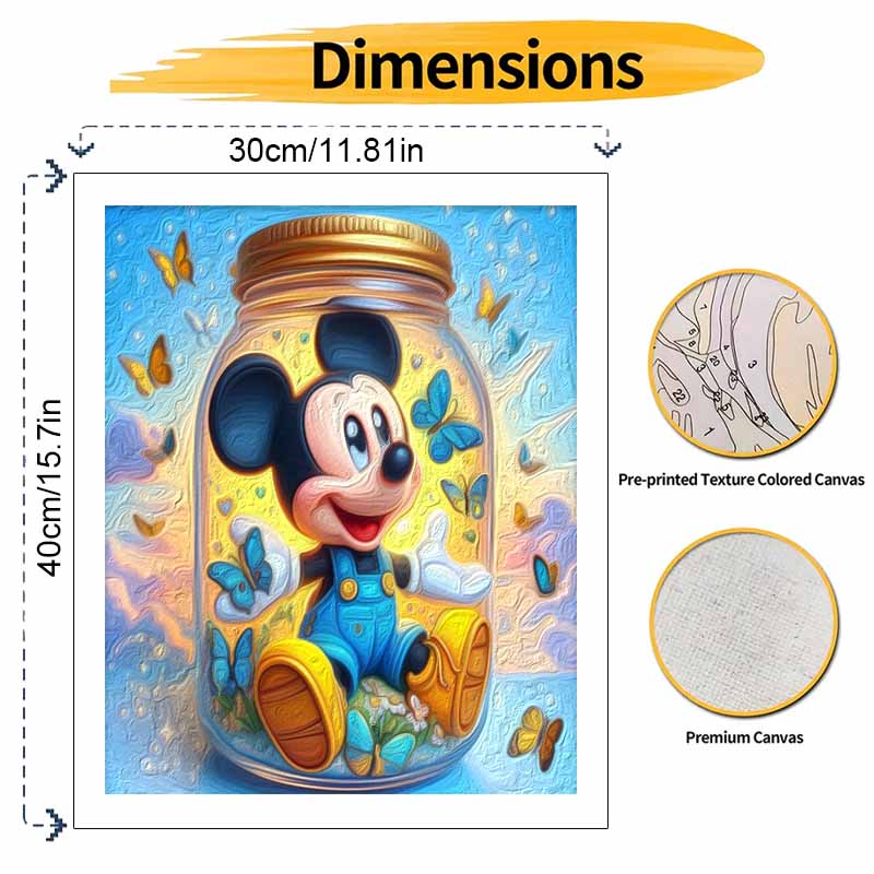 Disney Mickey Mouse Butterfly Jar Oil Paint Art Painting Kit Home Wall Decor Handmade Gift Creative Craft DIY Relaxing Artistic Hobby