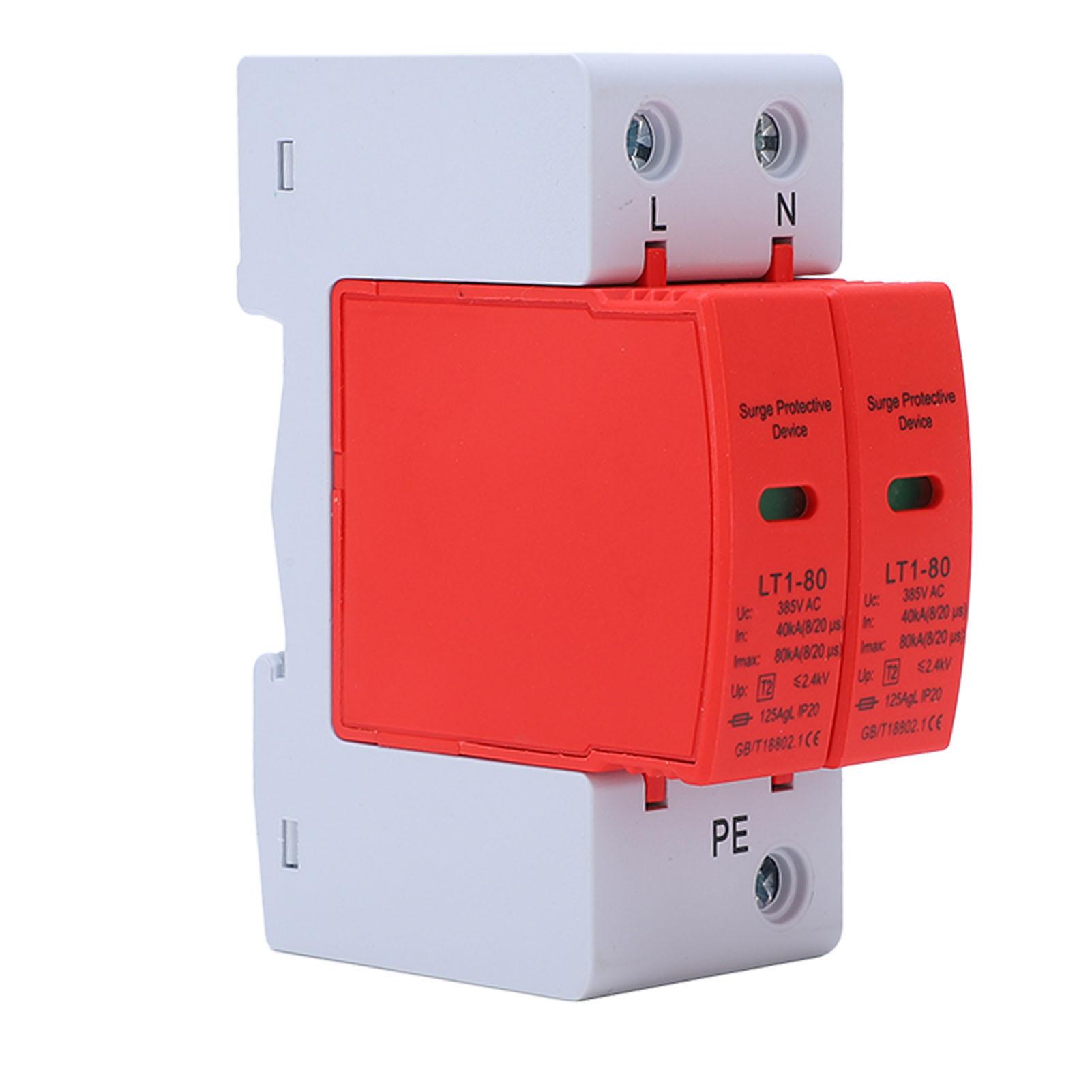 

DC Surge Protector 2P 40KA To 80KA House Voltage Surge Arrester Protective Device AC 385V