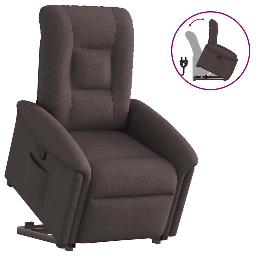 Relax Chair with Rising Function by Dark Brown Fabric